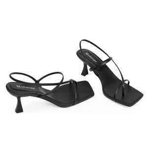 NEW Modatope Womens Kitten Heel Strappy Thong Sandals Square Open Toe Flip Flop